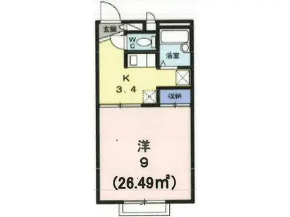 パレス中央(1K/1階)の間取り写真