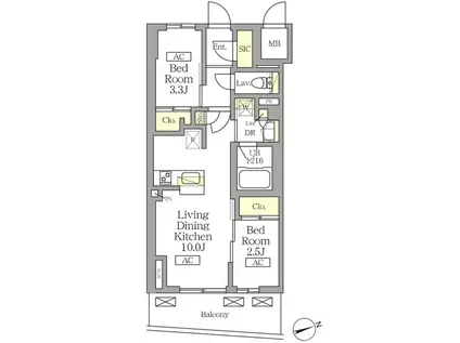 テラス北千住(2LDK/8階)の間取り写真