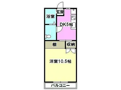 ムーンストーン(1DK/1階)の間取り写真