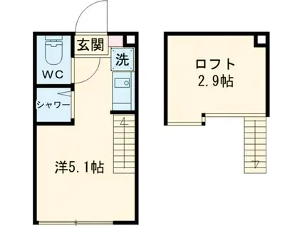 ハーモニーテラス中落合Ⅱ(ワンルーム/1階)の間取り写真