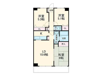 プライムコート(3LDK/5階)の間取り写真