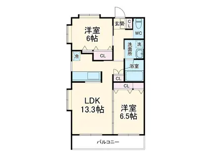 エクセレント室田(2LDK/1階)の間取り写真