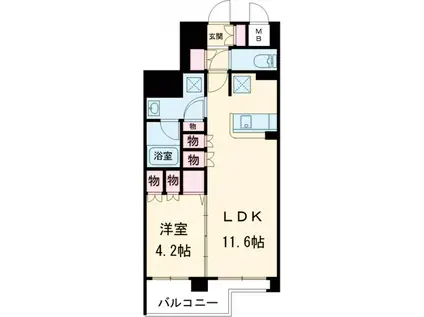 サットンアリビオ八王子(1LDK/3階)の間取り写真