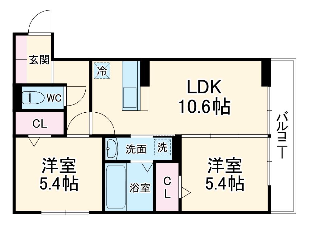 エクレール Ⅱ(2LDK/2階)の間取り写真