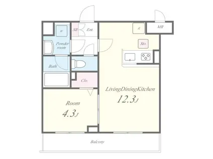 DIAMANT GRIS(1LDK/2階)の間取り写真
