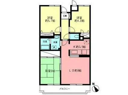 トレジャーズ湘南2号棟(3LDK/3階)の間取り写真