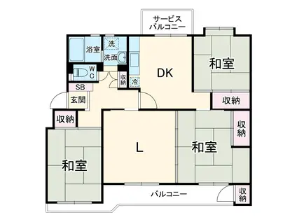 京成電鉄松戸線 高根公団駅 徒歩18分 5階建 築54年(4DK)の間取り写真