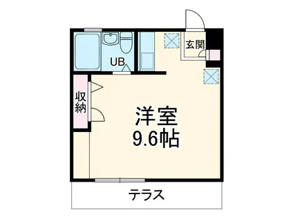 ロッジガーデンⅡ(ワンルーム/1階)の間取り写真