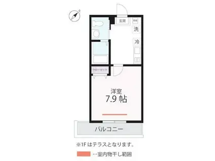 QUIET CRAB HOUSE MIX三ツ沢下町(1K/2階)の間取り写真