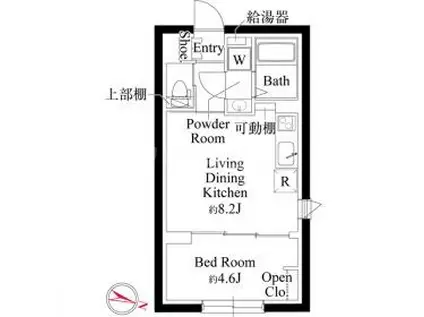 CASA PIAZZA品川イースト(1LDK/4階)の間取り写真