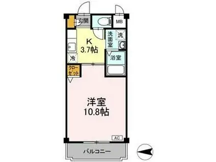 エトワール本陣(1K/3階)の間取り写真