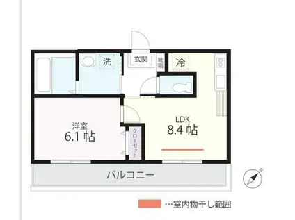 QUIET CRAB HOUSE MIX三ツ沢下町(1LDK/3階)の間取り写真