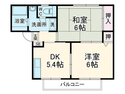 プリマベーラ(2DK/1階)の間取り写真