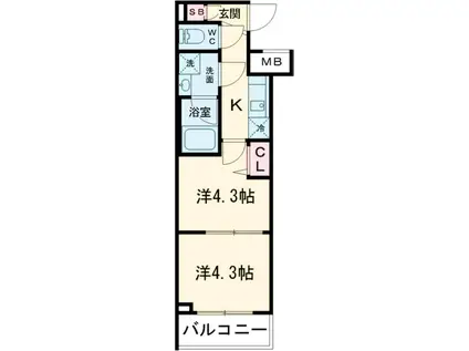 PREMIUM CUBE 世田谷(1DK/1階)の間取り写真