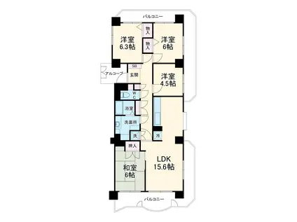 ダイヤパレス山下(4LDK/4階)の間取り写真