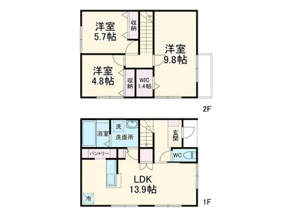 ベルハイツＣ棟(3LDK)の間取り写真