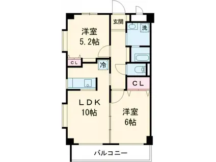 コートガーディニア(2LDK/1階)の間取り写真