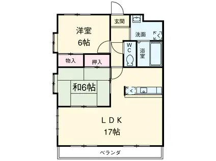 サンパティーク(2LDK/4階)の間取り写真