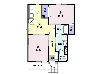 シーロードK(2DK/1階)の間取り写真