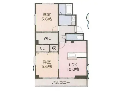 エスペランサひなた(2LDK/2階)の間取り写真
