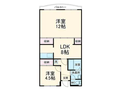 ハイムアズマ(2LDK/5階)の間取り写真