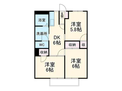 ラフォーレ掛越(3DK/1階)の間取り写真