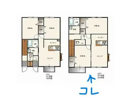 東北本線 間々田駅 徒歩27分 2階建 築24年(2LDK)の間取り写真