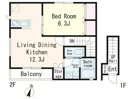 メゾン シェリール(1LDK/2階)の間取り写真
