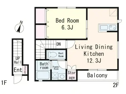 メゾン シェリール(1LDK/2階)の間取り写真