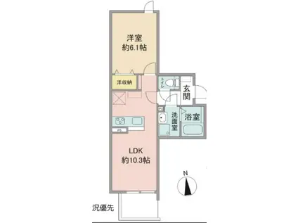 WISTERIA VILLAGE(1LDK/2階)の間取り写真