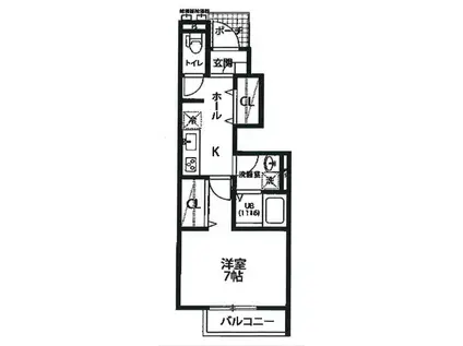 クレール咲(1K/1階)の間取り写真