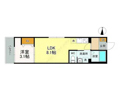 ルミエールエタンセルユイット(1LDK/2階)の間取り写真