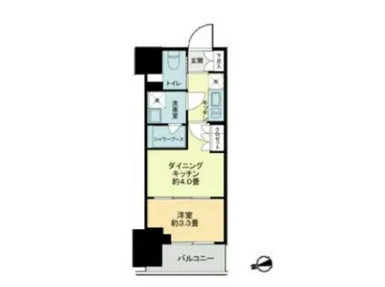 ザ・ライオンズフォーシア鶴見(1DK/3階)の間取り写真