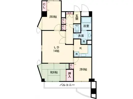 ベルメゾン末広S(3LDK/10階)の間取り写真