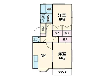 花咲コートヴィレッジ(2DK/2階)の間取り写真