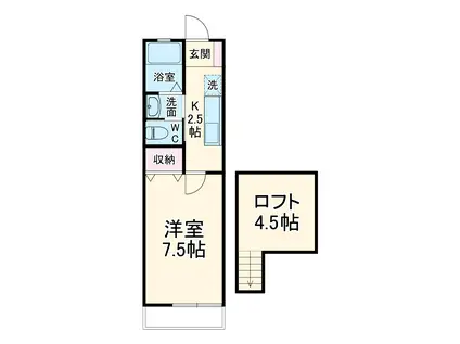 クレセントハイツTOKYUⅢ(1K/2階)の間取り写真