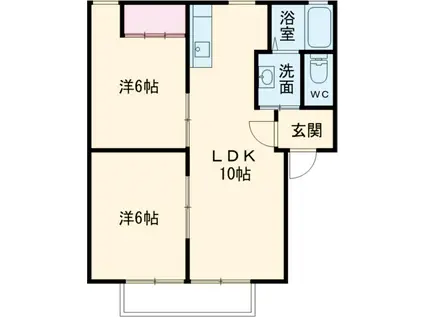 アーバンハイツ 1(2LDK/1階)の間取り写真