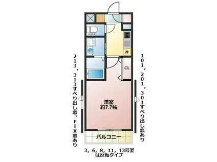ヴァンヴェール オマージュⅡ(1K/1階)の間取り写真
