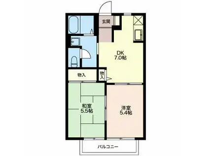 パークハイツ東宮 B棟(2DK/2階)の間取り写真