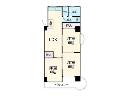 宝第2スカイハイツ(3LDK/4階)の間取り写真