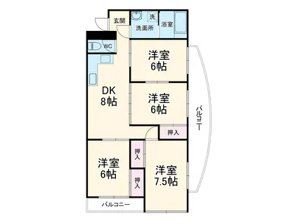 エステート23(4DK/2階)の間取り写真