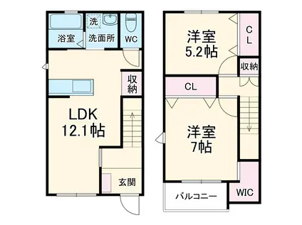 TERRACE DAIZO(2LDK/1階)の間取り写真