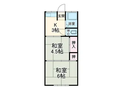 グリーンハウス(2K/2階)の間取り写真