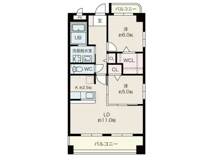 サンファミリア(2LDK/4階)の間取り写真