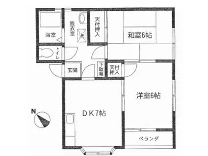 第1メゾン浜蔵(2DK/2階)の間取り写真