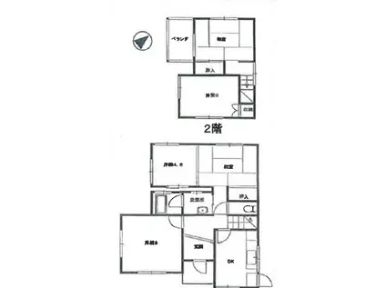 豊橋鉄道渥美線 高師駅 徒歩15分 2階建 築47年(5DK)の間取り写真