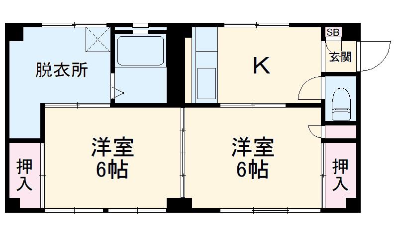 宮川・吉崎共同ビル(2K/2階)の間取り写真