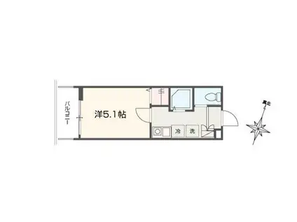 MELLAS武蔵浦和(1K/3階)の間取り写真