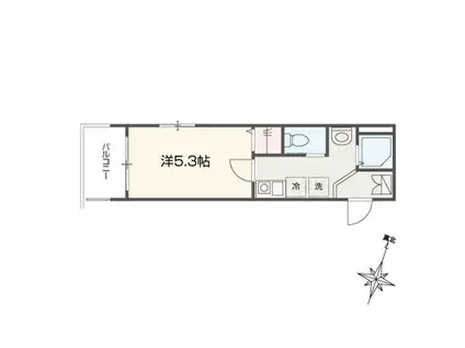 MELLAS武蔵浦和(1K/3階)の間取り写真