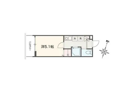 MELLAS武蔵浦和(1K/1階)の間取り写真